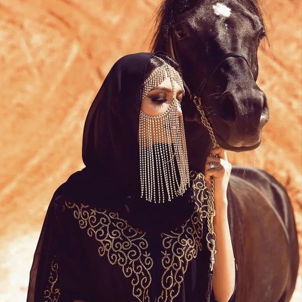Other Indian Jewelry Full Tassel Mask Chain Decoration Face For Women Bridal Veils Wedding Crystal Beaded Christmas Party 231219