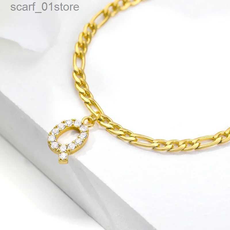 Anklets Tiny A-Z Initial Letter Anklets For Women Stainless Steel Gold Color Alphabet Cuban Link Anklet Bracelet Boho Jewelry GiftsL231219