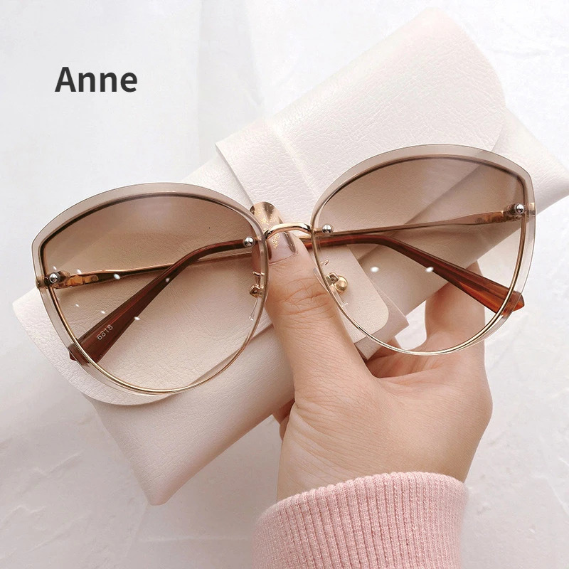 Fashion Sunglasses Frames High Quality women s Oval Rimless Lady Metal Cay Eye Shades for Women Driving Glasses Sonnenbrille zonnebril dames 231219