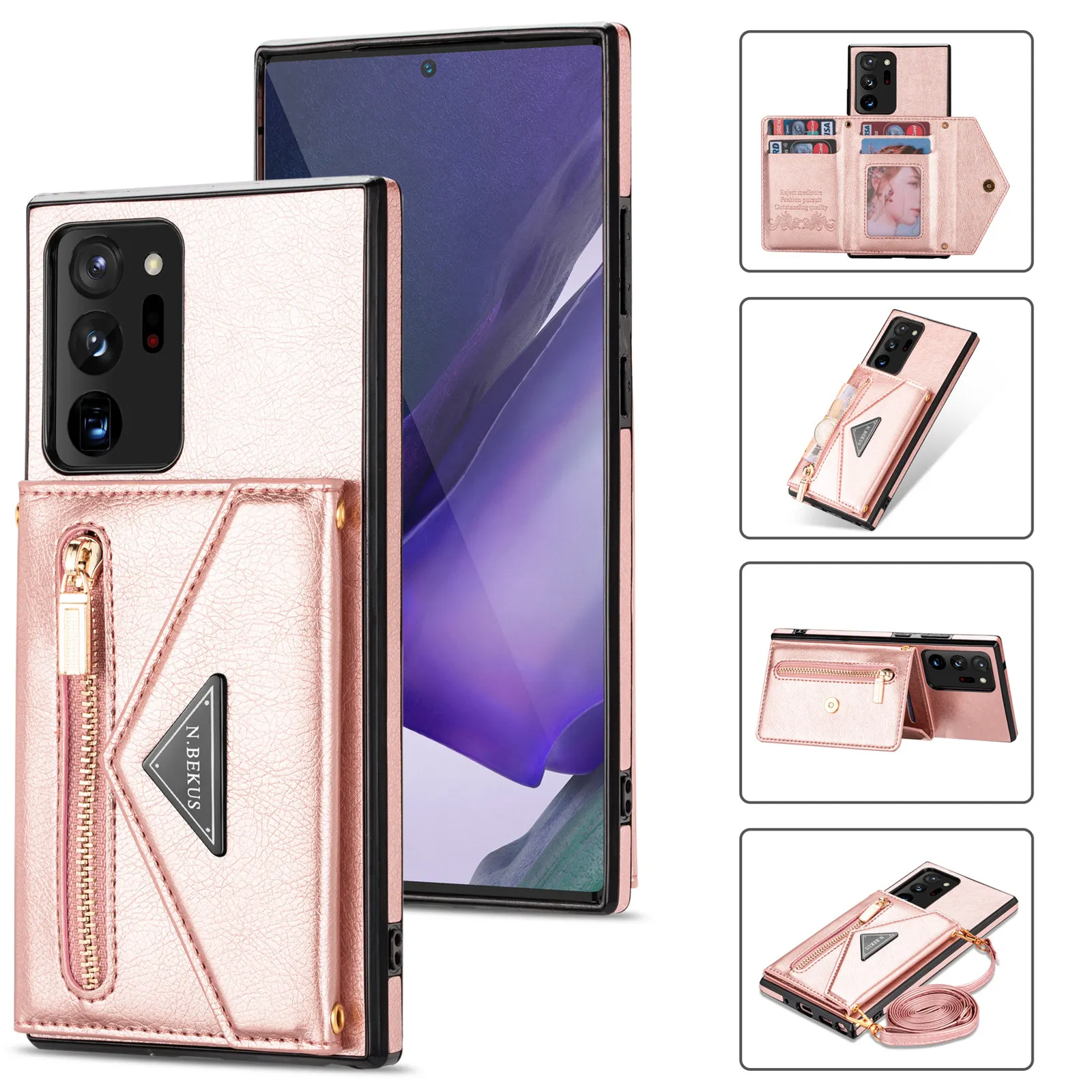 Luxury Crossbody Wallet Phone Case For Samsung Galaxy Note 20 S23 S22 S21 Ultra Plus FE Flip Leather Stand Zipper Pocket Card Holder Protective Cover 
