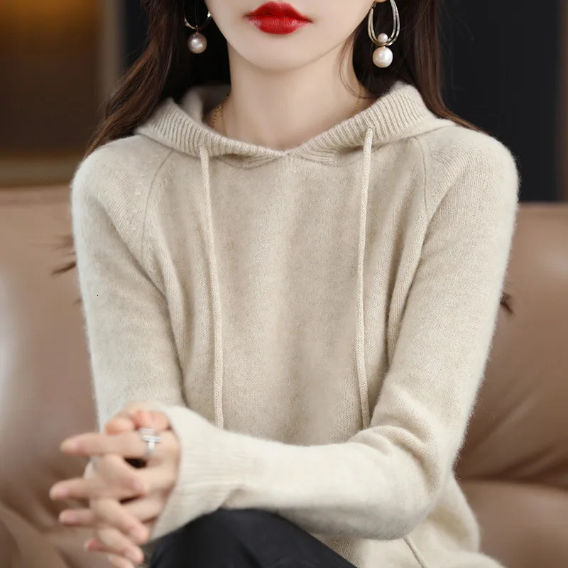 Women's Sweaters YSZWDBLX Women Pullover Sweater Hooded Jumper Korean Loose Solid Long Sleeve Casual Autumn Winter Thick Warm Knitted 231218