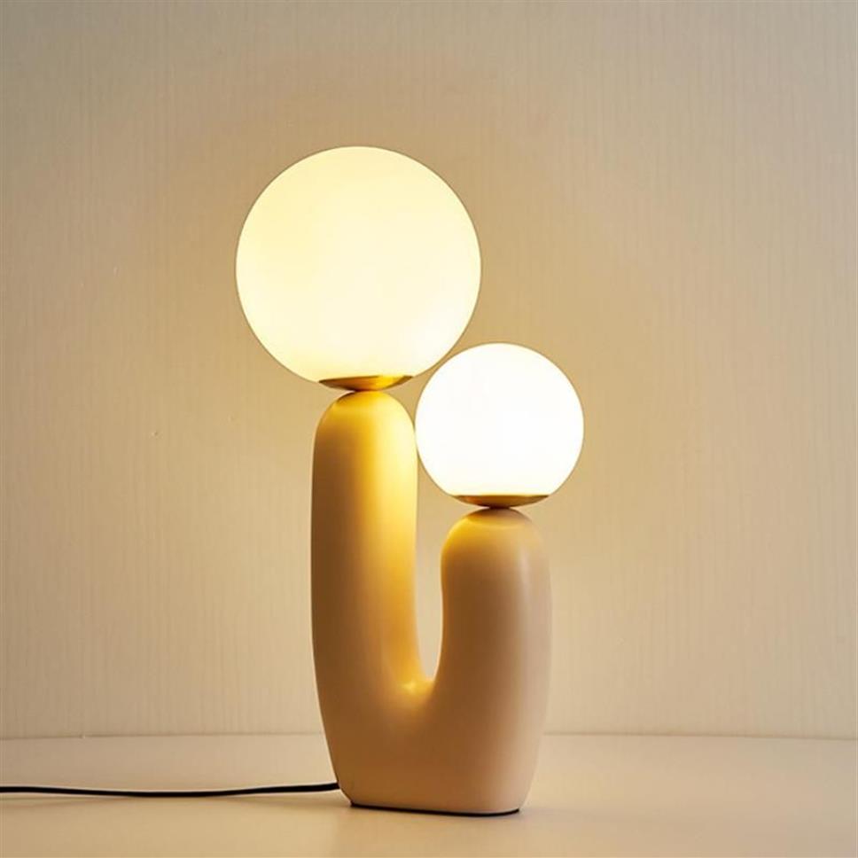 Lamps Table American Creative Finger Cactus Shape Resin Lamp Bedroom Beside Living Room Decoration Study Light Fixture G9 Bulb241j