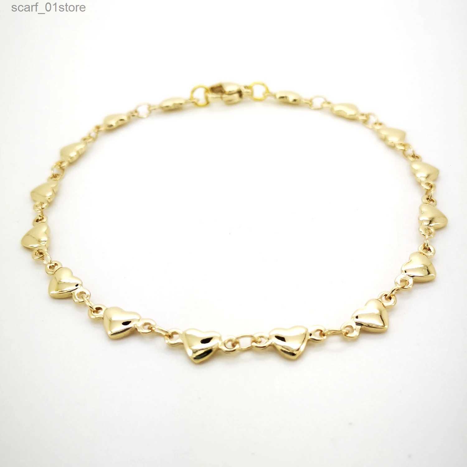 Anklets Barefoot Sandals Women Ankel Bracelets 18K Gold Color Stainless Steel Anklets High Polished Heart and Heart Charm InchesL231219