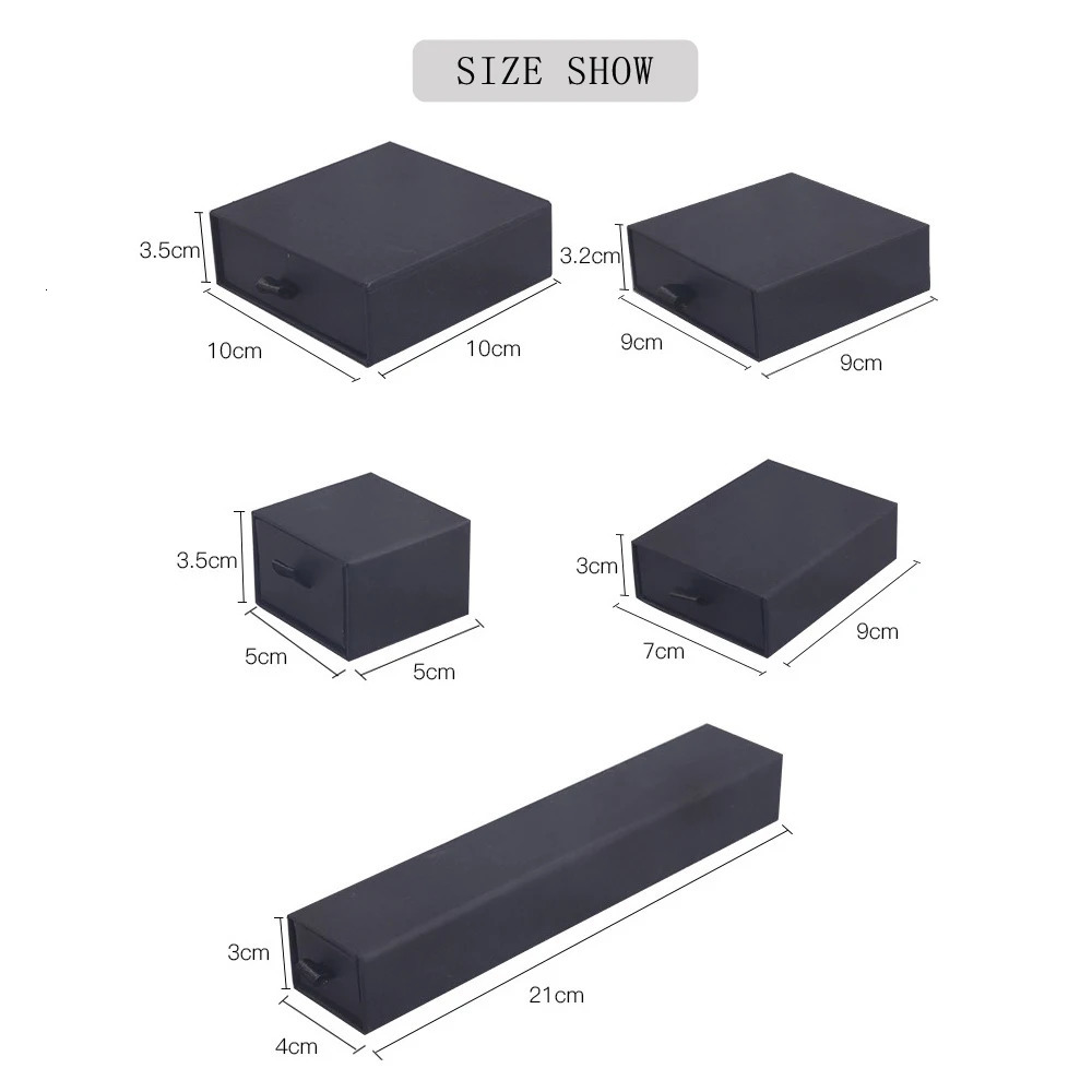 Jewelry Boxes 12pcs Travel Jewelry Drawer Cardboard Box with Black Sponge For Ring Necklace Bracelet Earring Packaging Organizer Gift Case Box 231218