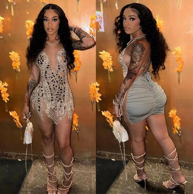 Sparkles Sequins Beading short Prom homecoming Dresses Vestidos De Gala Women Graduation evening Gown Robe