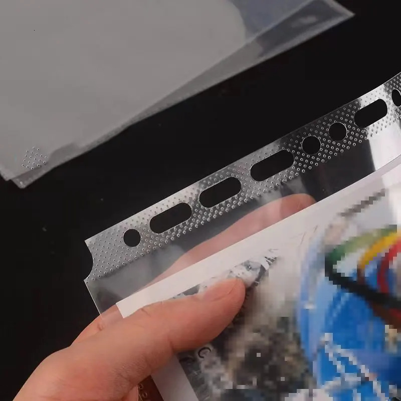 Filing Supplies 20PCSSet A5 B5 Transparent File Holder 1317Holes Plastic Punched Documents Sleeves Loose Leaf Sheet Protectors Bag Products 231219