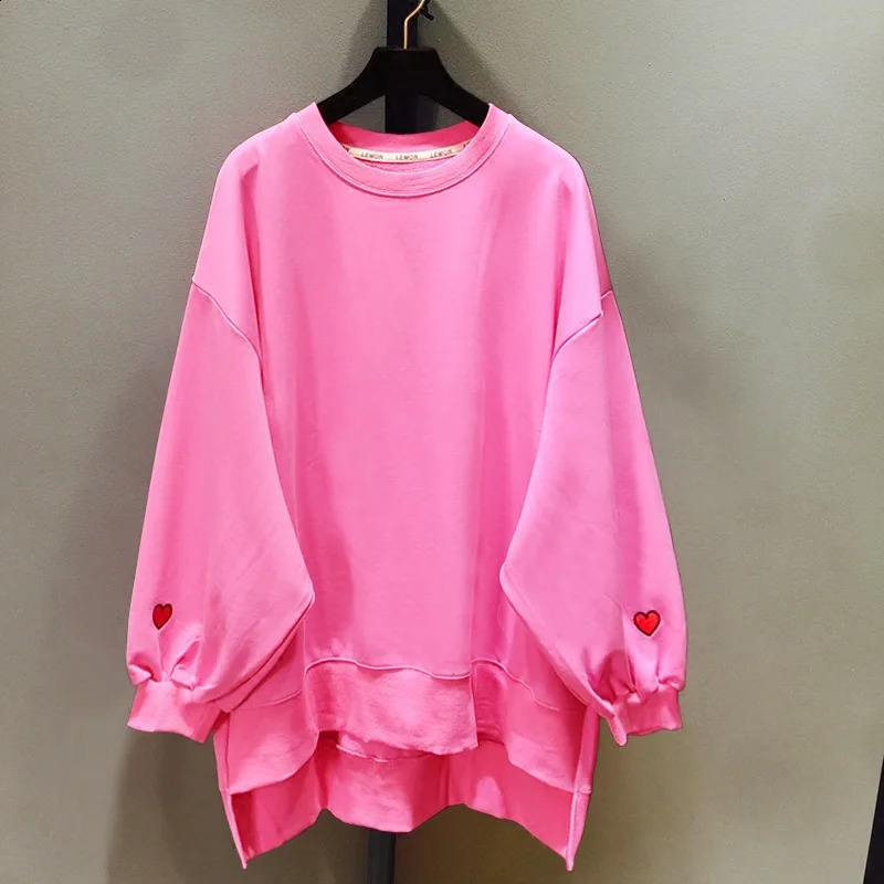 Womens Hoodies Sweatshirts Clothing Oversize Red Hoodie Blouse Jacket Female Baggy Y2k Korean Style Vintage Pullover Embroider Midlength 231218