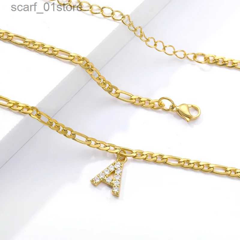 Anklets Tiny A-Z Initial Letter Anklets For Women Stainless Steel Gold Color Alphabet Cuban Link Anklet Bracelet Boho Jewelry GiftsL231219