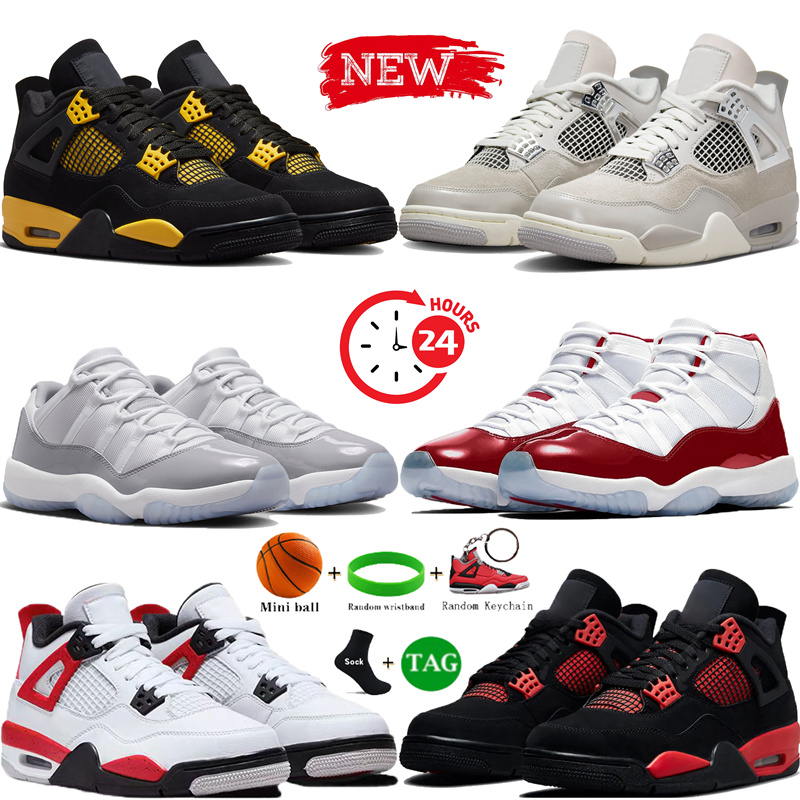 New mens 4 11 basketball shoes 4s 11s frozen moments red thunder cement cool grey midnight navy black cat cherry DMP concord bred womens sneakers