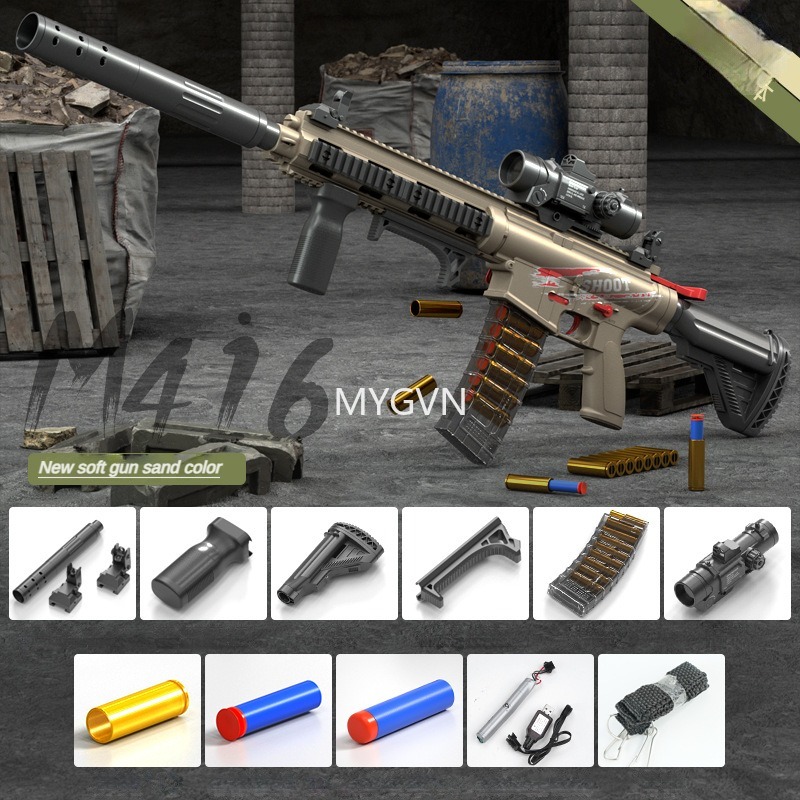 M416 Electric Manual 2 Modes Toy Guns Soft Bullet Shell Ejection Automatic Blaster For Adult Child Outdoor Game