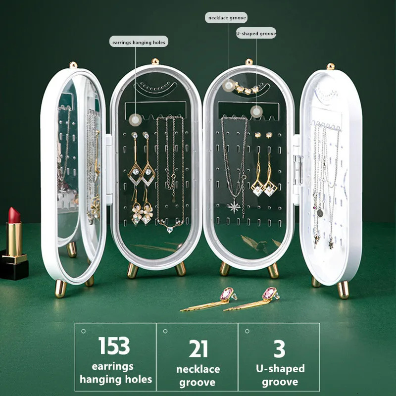 Jewelry Boxes Desktop Jewelry Storage Box Multilayer Dustproof Earrings Rings Necklaces Display Holder Case for Women Jewelry Organizer Box 231218