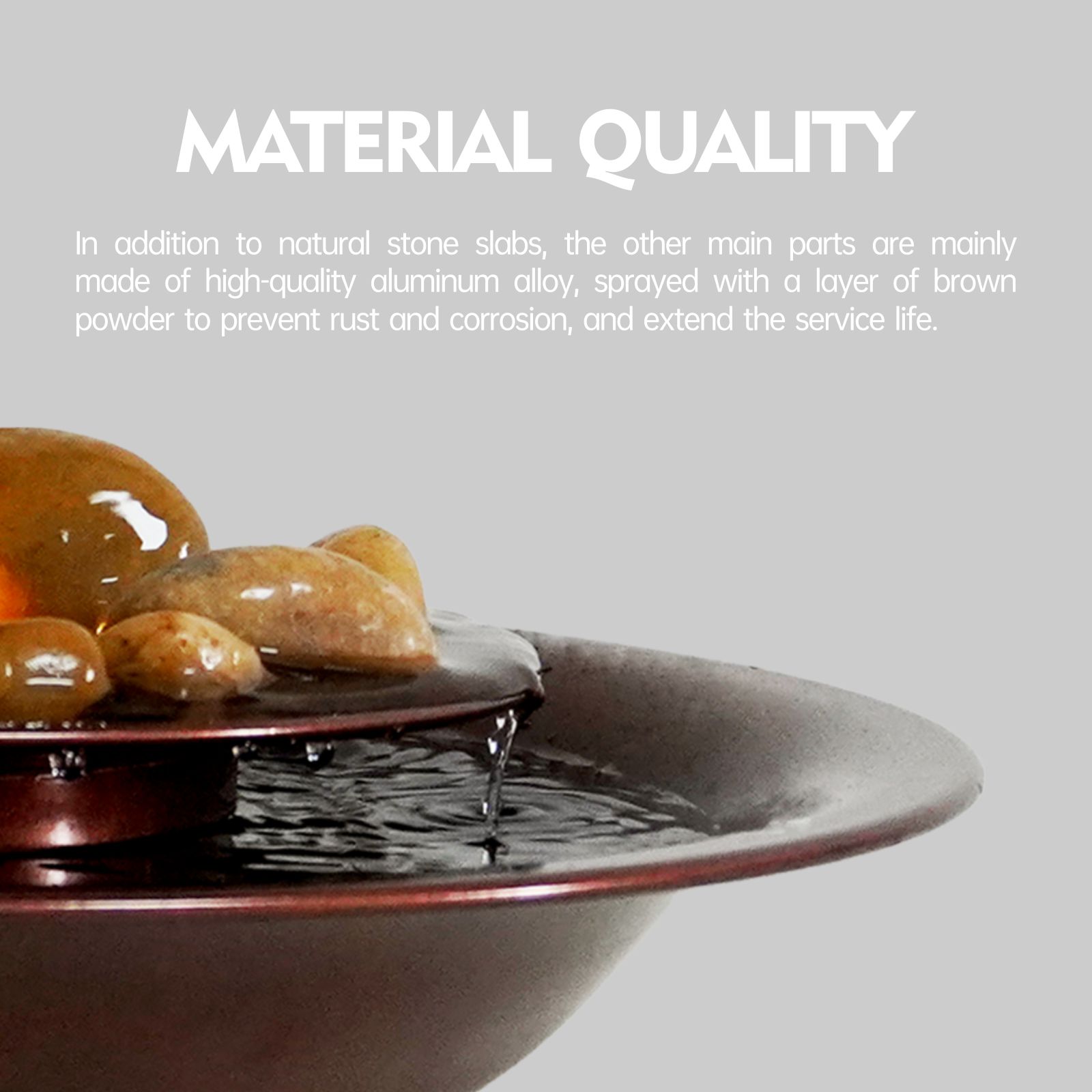 Indoor Waterfall Tabletop Moon Fountain, Home Decor Soothing Rain Sound Meditation Relaxing Fountains, Nature Slate Water Feature with Light for Room 