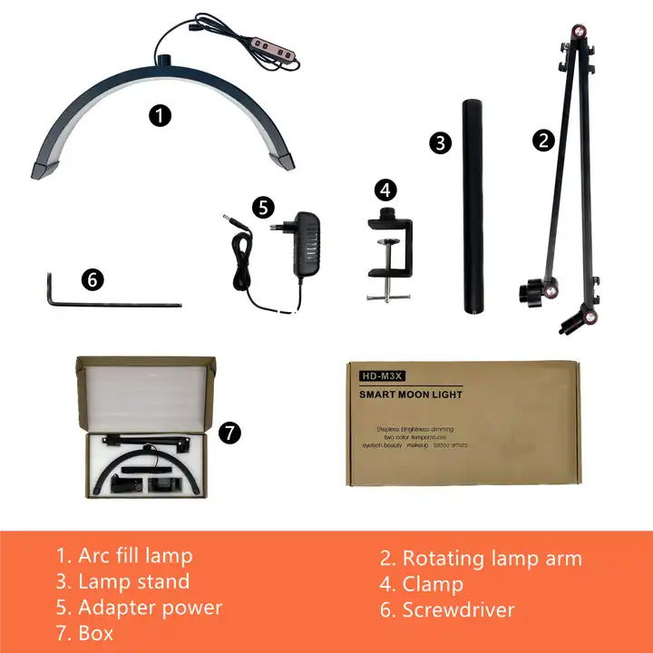 Factory Salon Beauty Lamp Ceiling LED Ring Light Eyelash Half Moon Lamp for Beauty Lashes Skincare Lighting