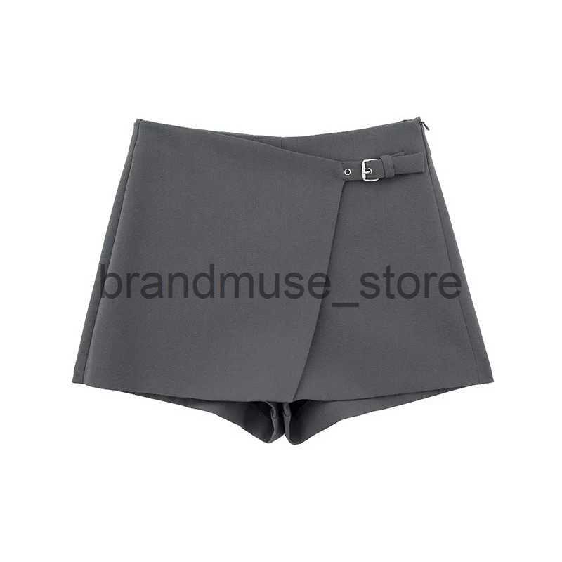 Skirts TRAF Asymmetrical Skirt Shorts for Women Workwear Skirt Pants Woman Autumn Casual Women's Shorts 2023 Street Grey Shorts Women J231219