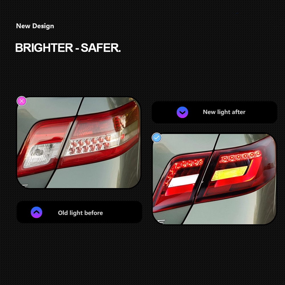 Car Tail Lights for Toyota Camry LED Tail Light 2008-2011 Camry Rear Fog Brake Turn Signal Taillight Accessory