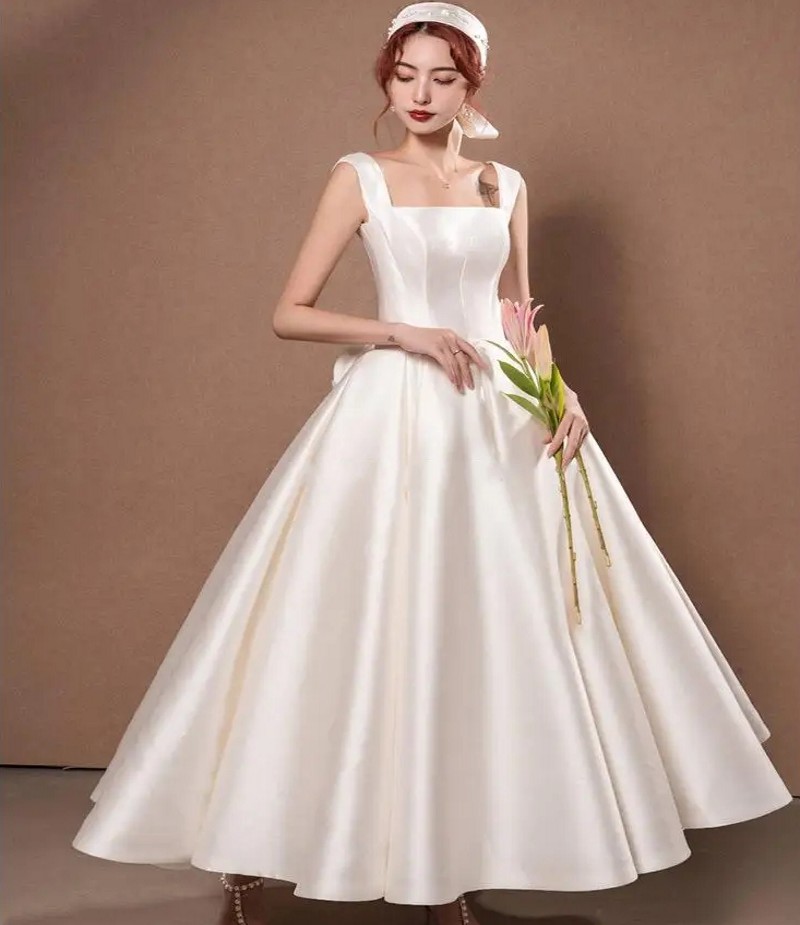 Classic Red Evening Pageant Dress 2025 With Big Bow Straps Square Neck Satin A-e Prom Party Formal Gowns Vestidos Feast Robe De Soiree