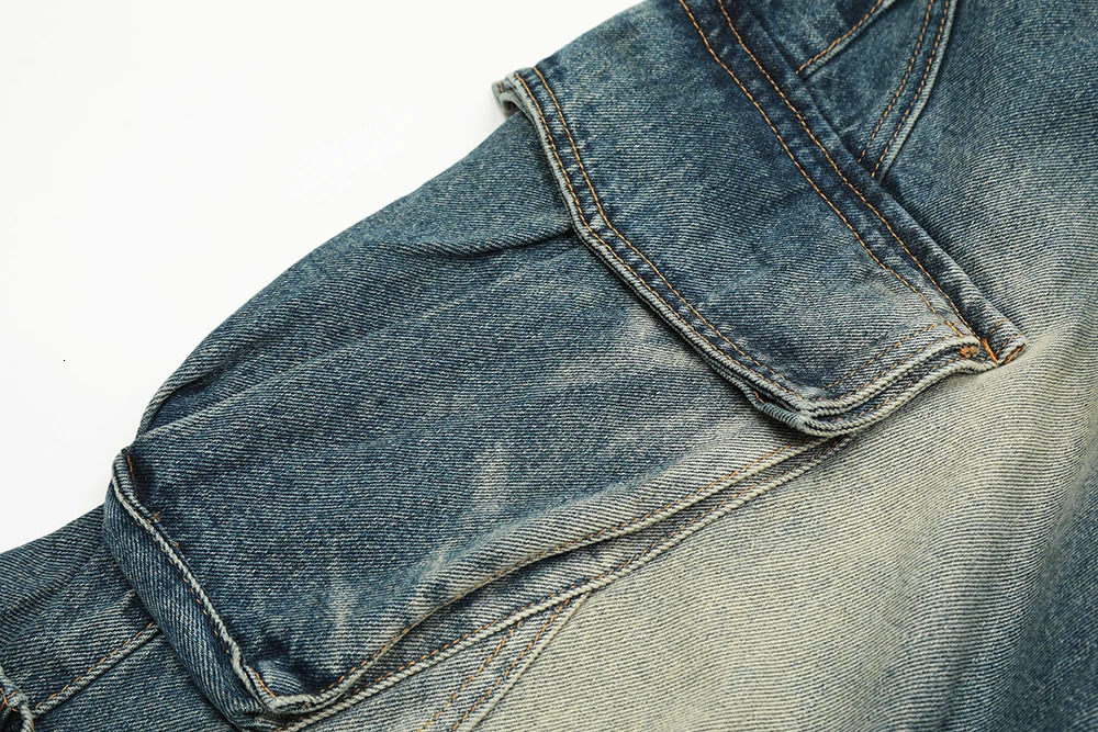 Women s Tracksuits Streetwear Side Pockets Pleated Washed Blue Jeans Unisex Straight Baggy Y2k Denim Pants Ropa Hombre Casual Cargo Oversized 231219