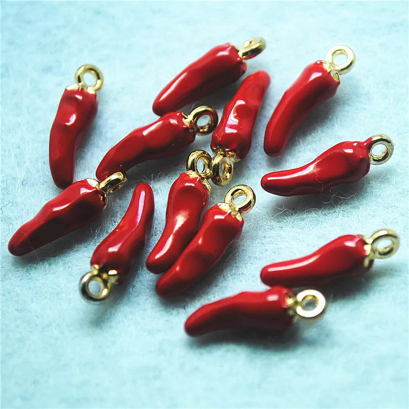 Charms 40PCS Women's Pendants Fruit Shape Strawberry Chilli Pepper Cherry Metal Material DIY Jewelry Findings 231218