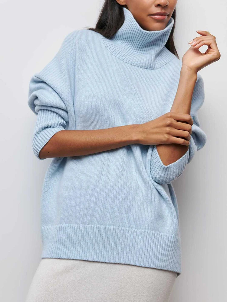 Women's Sweaters Candy Color Turtleneck 2023 Autumn Loose Orange Oversize Sweater Knitted Top with Sleeves Pullovers for Women Jumpers 231218