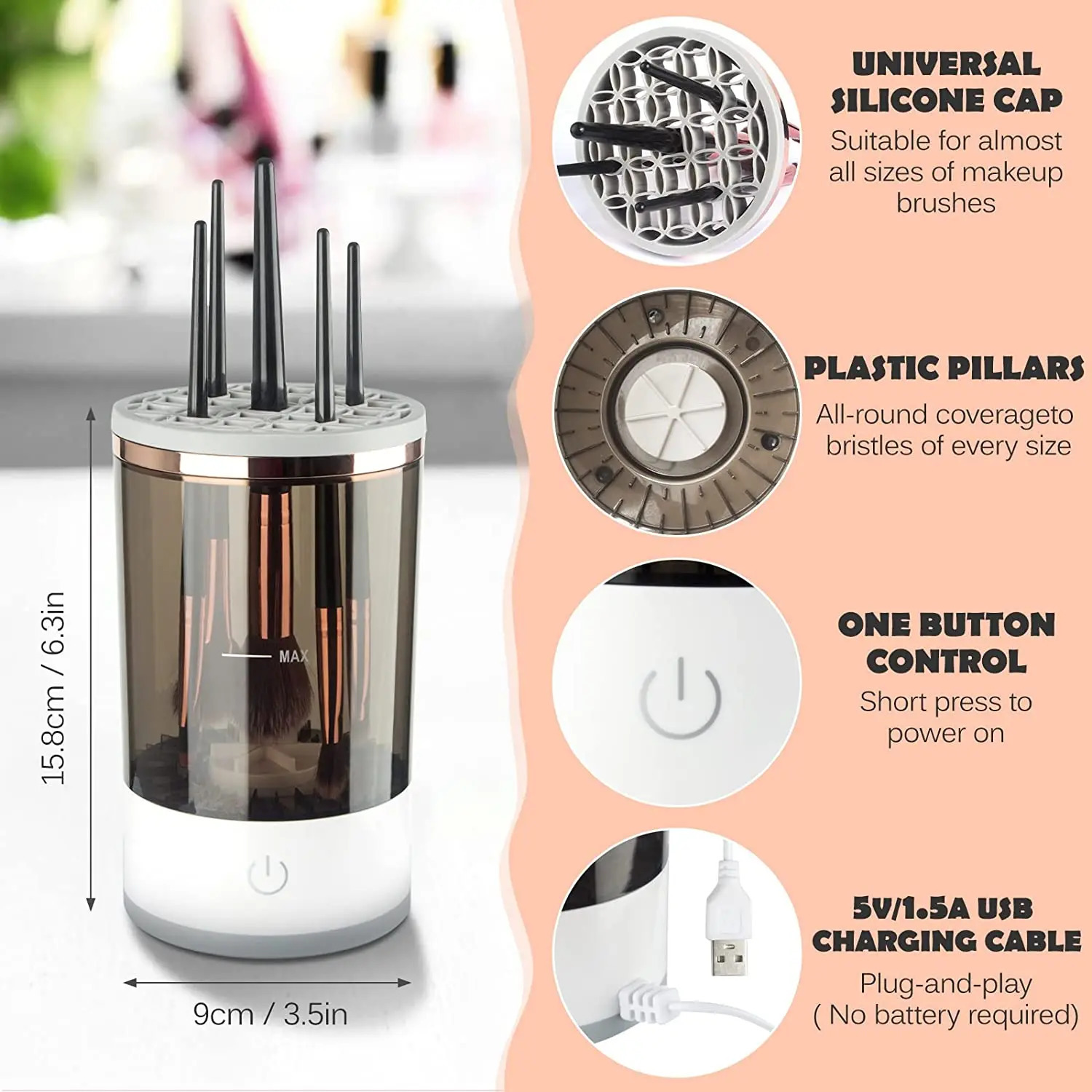 Makeup Brushes Electric Makeup Brush Cleaner Automatic Cosmetics Brush Cleaner for All Size Brushes Set USB Charging Cleaning Makeup Brushes 231218