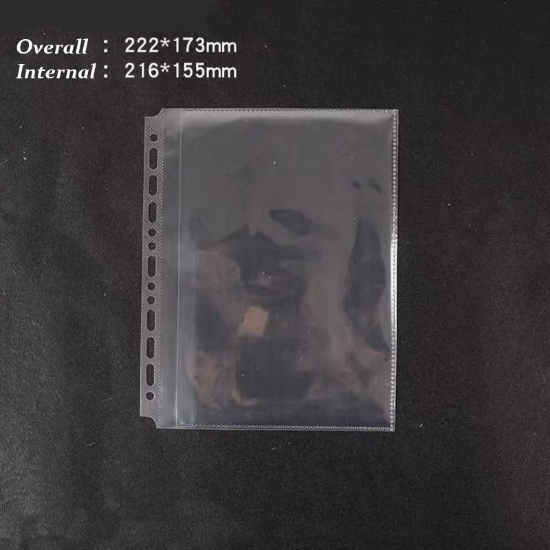 Filing Supplies 20PCSSet A5 B5 Transparent File Holder 1317Holes Plastic Punched Documents Sleeves Loose Leaf Sheet Protectors Bag Products 231219