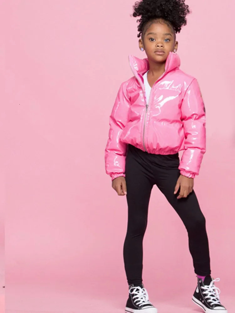 Down Coat 3 8Y Fashion Girls Boy Winter Coats Jackets Fall Boutique Clothes Faux Leather PU Children Kids Puffer Bubble 231218