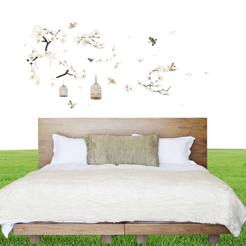 Chinese old style Moon flower wall sticker for living room sofa TV Background decoration tattoos art Mural poetry stickers