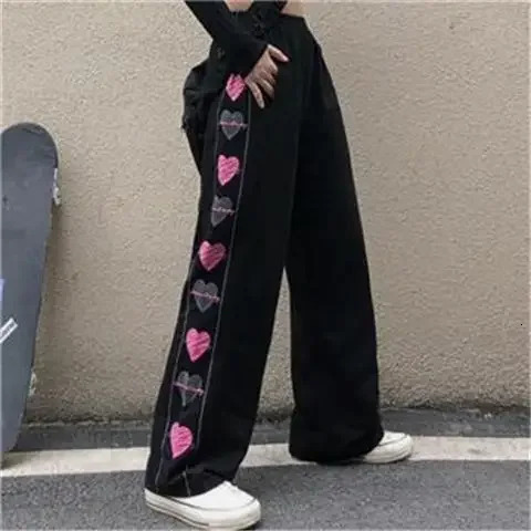 Women's Pants Capris Black Women Casual Pants Sweat Pants Streetwear Trousers Harajuku Wide Leg Hip Hop Punk Clothes for Girl 2024 Clothing Jogge