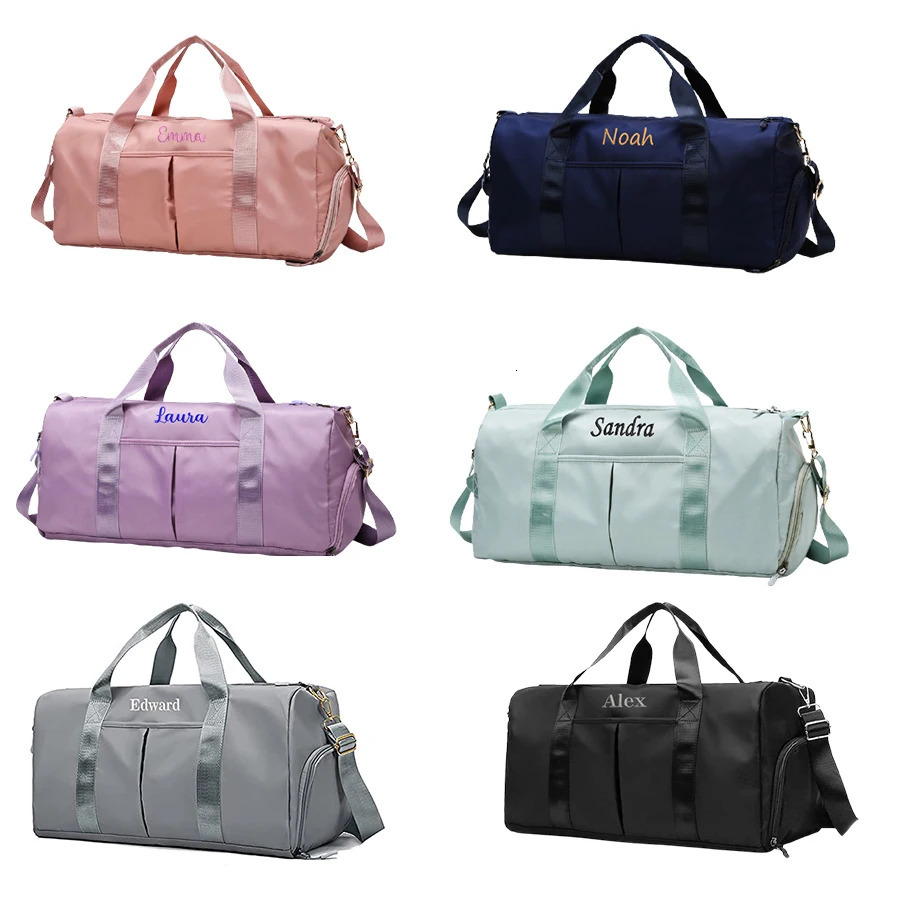 Duffel Bags Personalized Duffel Bag Embroidered Sports Gym Bag Travel with Wet Dry Pockets Shoe Compartment Gift For Groomsman Bridesmaid 231218