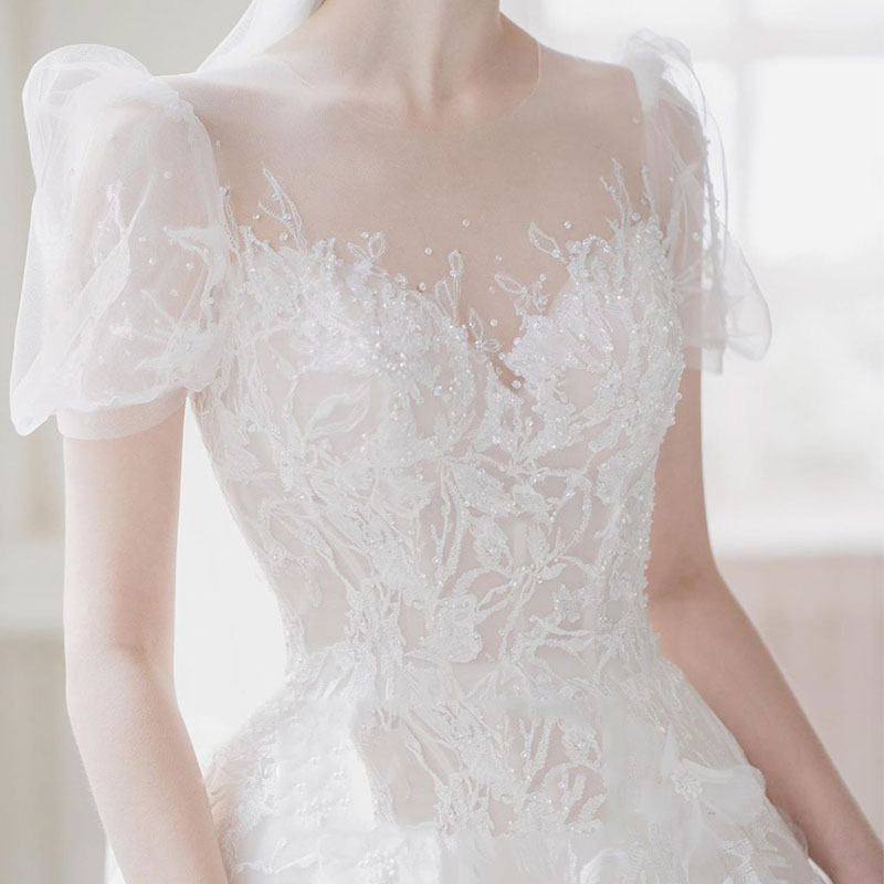 lace appliques 2024 Beach Dresses shiny beaded Sexy Neck Bridal Gowns Illusion Lace Sweep Train Boho Country Women Wedding Dress Custom boho turkish w