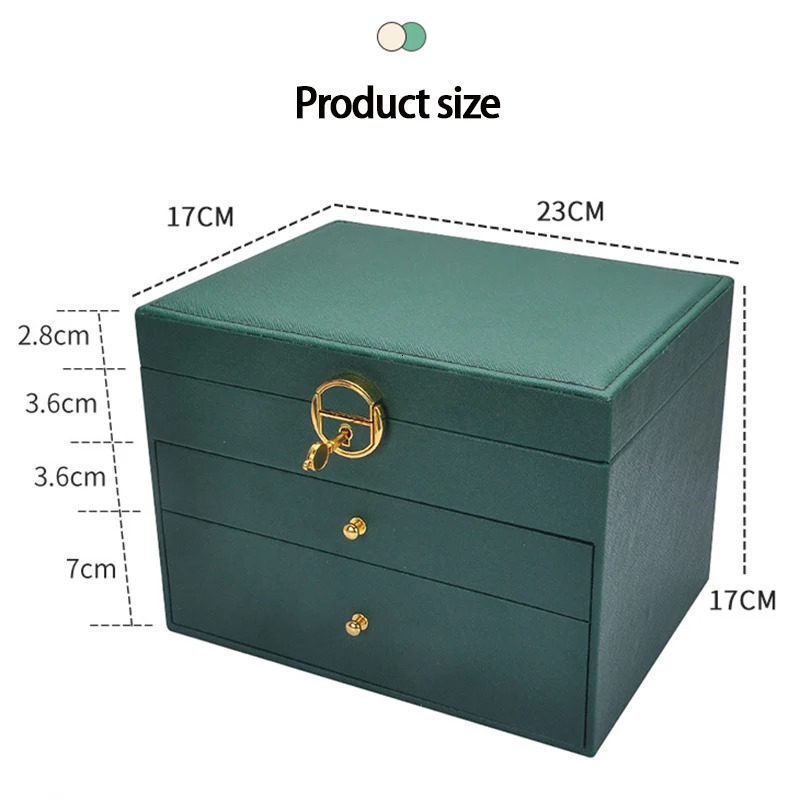 Jewelry Boxes High Quality Pu Jewelry Organizer Box Necklaces Earrings Rings Display Oversized Holder Case For Women Large Capacity With Lock 231218