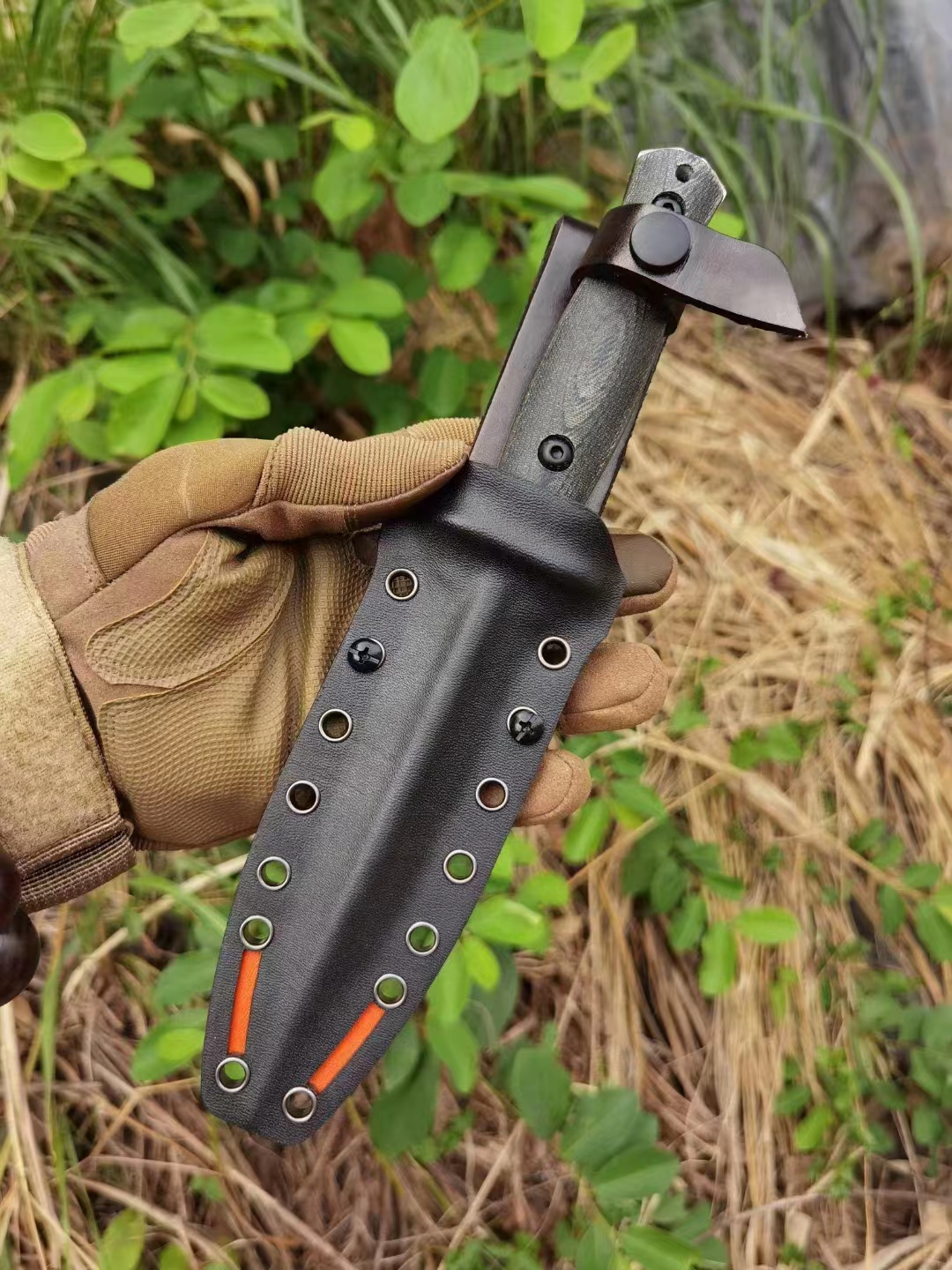 High Quality Strong Fixed Blade Knife A8 knife Satin Double Edge Blade Full Tang G10 Handle Hand Made Tactical Straight Knives with Kydex