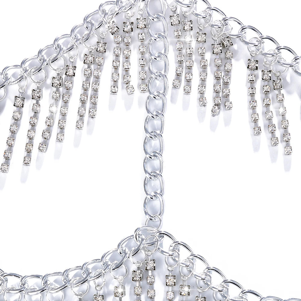 Other Indian Jewelry Full Tassel Mask Chain Decoration Face For Women Bridal Veils Wedding Crystal Beaded Christmas Party 231219