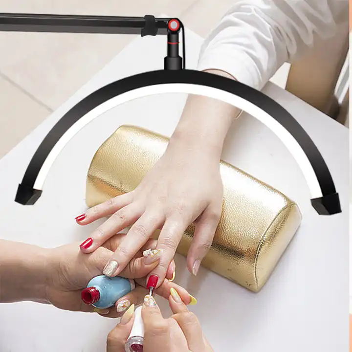 High Quality 16 inch Adjustable Ring Lamp Half Moon Light with Tripod for Lashes Desk Table Photographic Lighting Nail Beauty