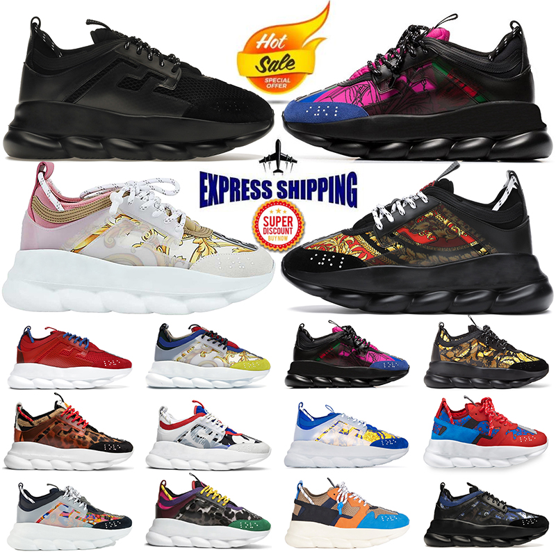 Chain Men Women Luxury Designer Shoes Platform Sneakers Rubber Suede Mesh Black White Gold Red Mens Outdoor Trainers Casual Shoe