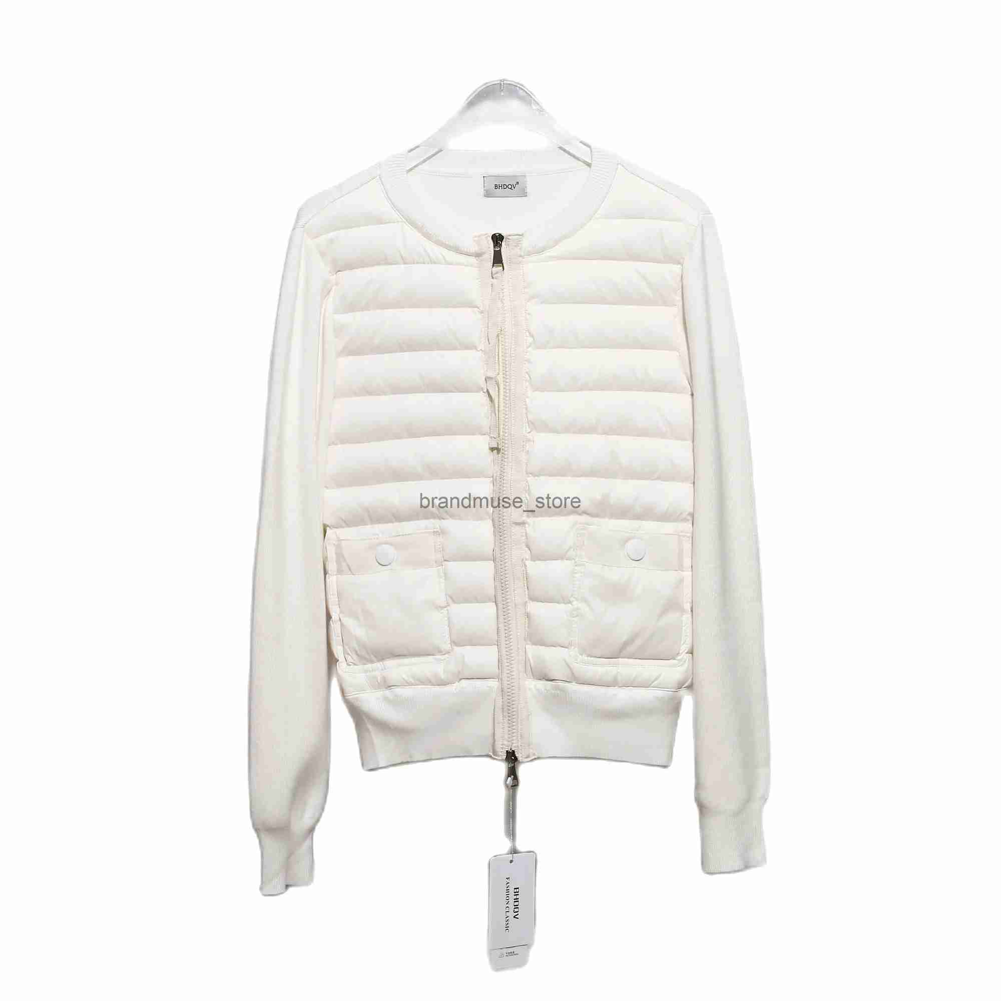 Women's Down Parkas 2022 spliced knitted down jacket women's white duck down stuffing casual sports fashion lightweight coat J231219