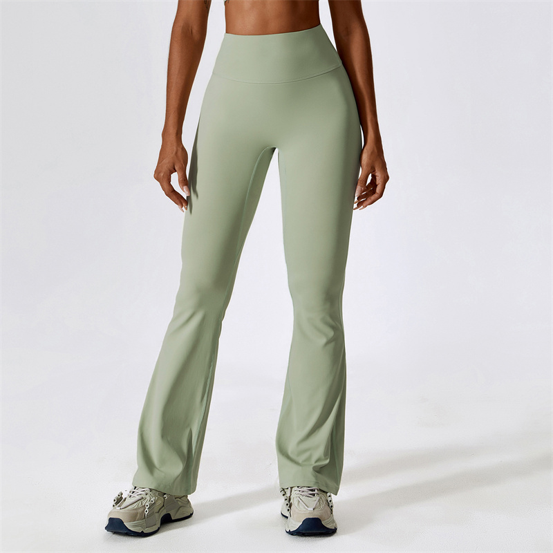 8232 Womens Pants Yoga Outfits Flared Trousers Elastic High Waist Excerise Sport Gym Fit Belly Bell-Bottoms Slim Long Pant Fast Dry