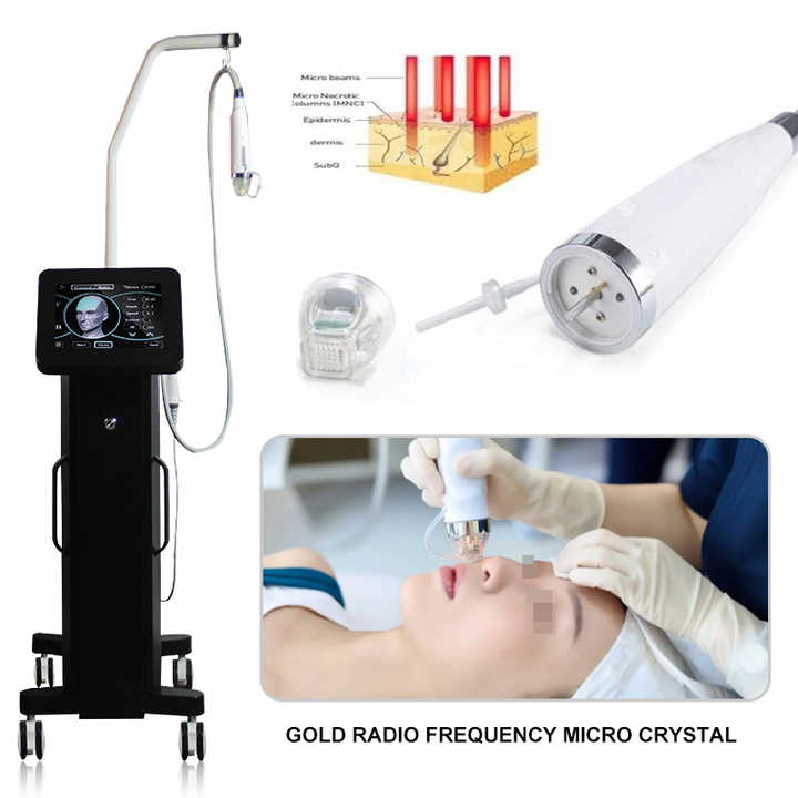 2Handles RF Microneedle Machine Skin Rejuvenation Tightening Acne Scar Strech Mark Treatment Removal Microneedling Gold Secret RF Device