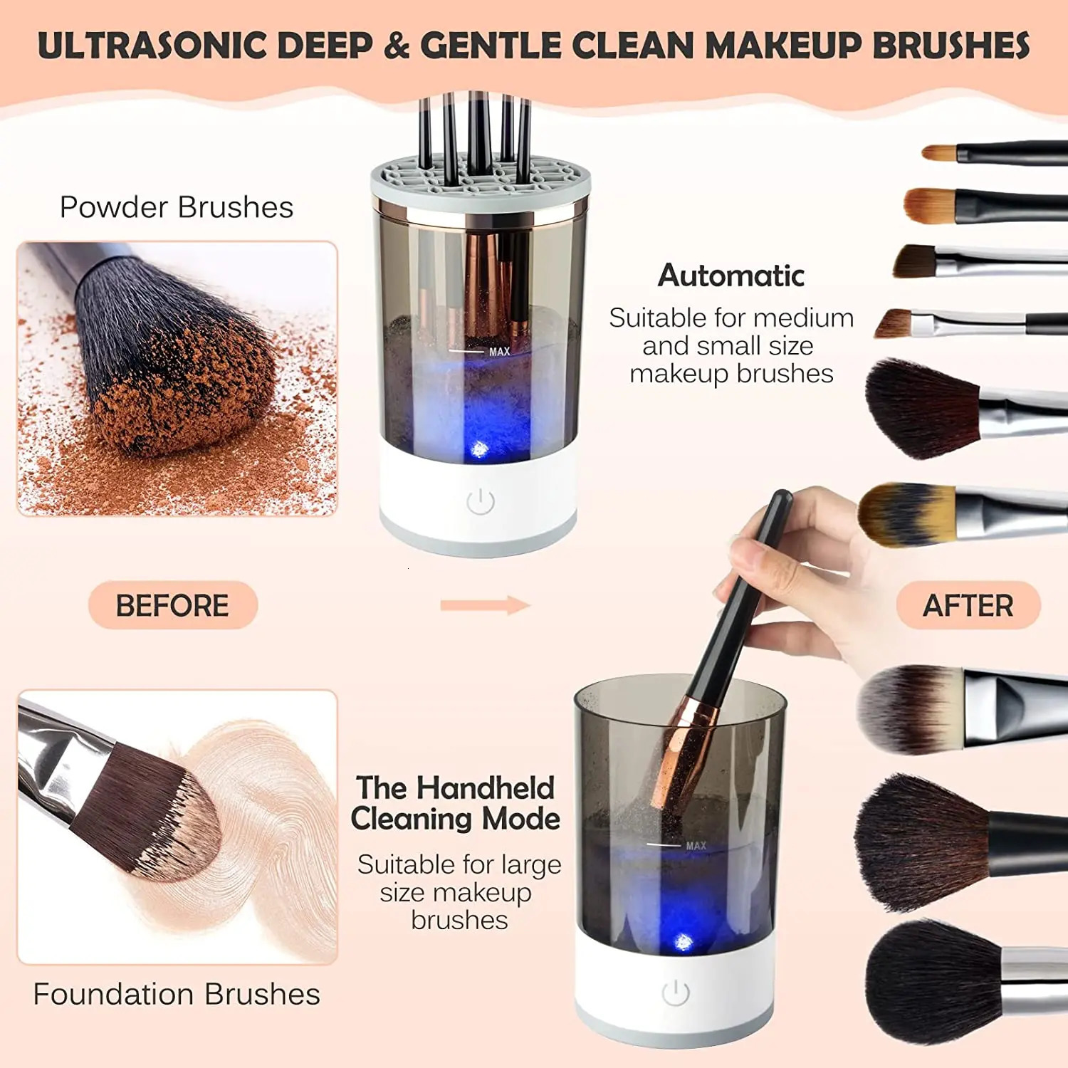 Makeup Brushes Electric Makeup Brush Cleaner Automatic Cosmetics Brush Cleaner for All Size Brushes Set USB Charging Cleaning Makeup Brushes 231218