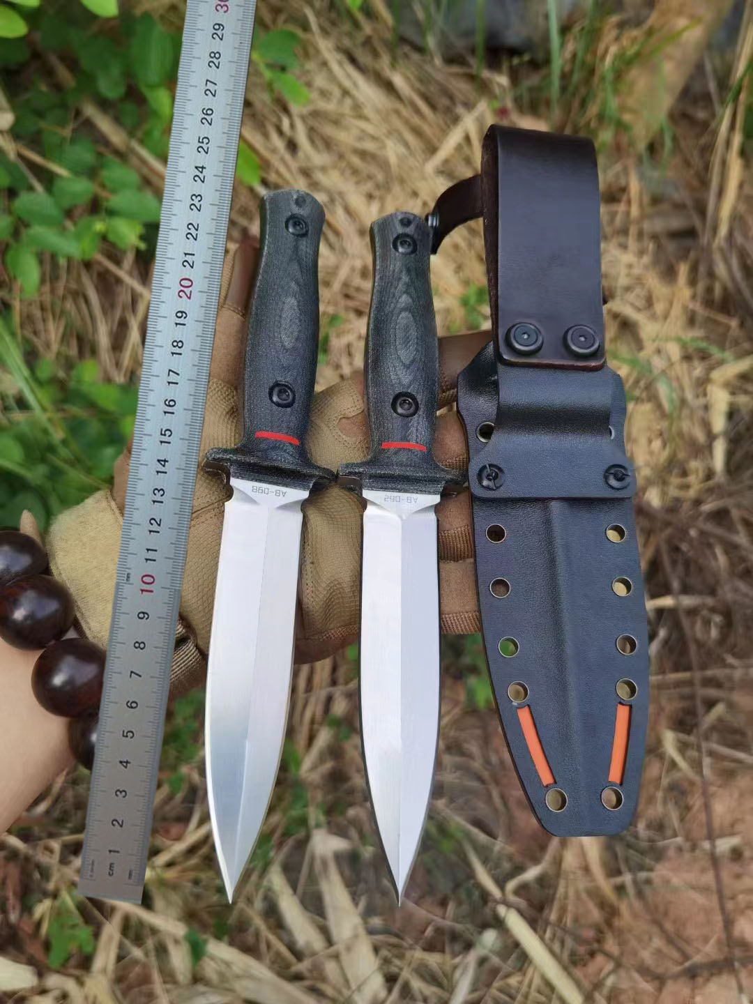 High Quality Strong Fixed Blade Knife A8 knife Satin Double Edge Blade Full Tang G10 Handle Hand Made Tactical Straight Knives with Kydex