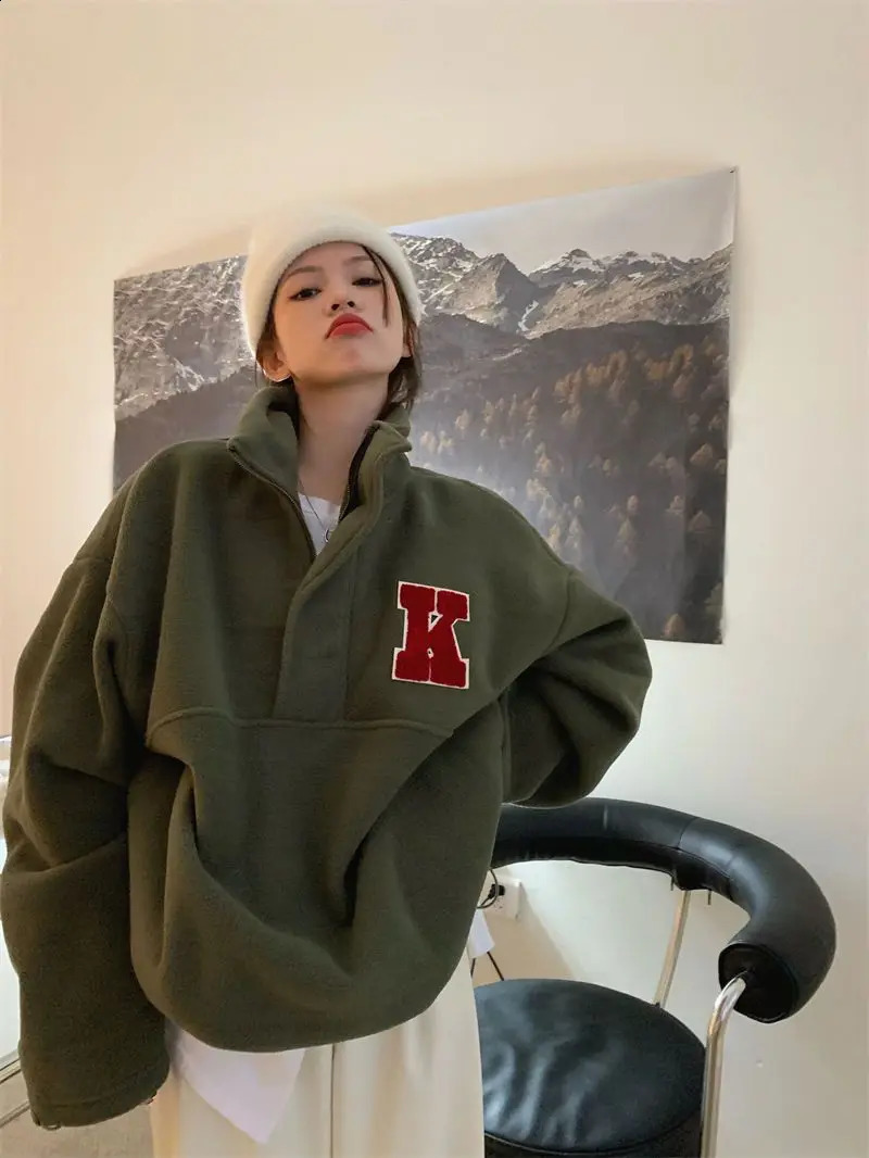 Womens Hoodies Sweatshirts BEENLE Woman Pullover Winter Autumn Sweater Fleece K Print Long Sleeve Sweatshirt Loose Street Style Y2K Jacket Women Cloth