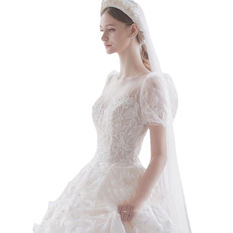 lace appliques 2024 Beach Dresses shiny beaded Sexy Neck Bridal Gowns Illusion Lace Sweep Train Boho Country Women Wedding Dress Custom boho turkish w