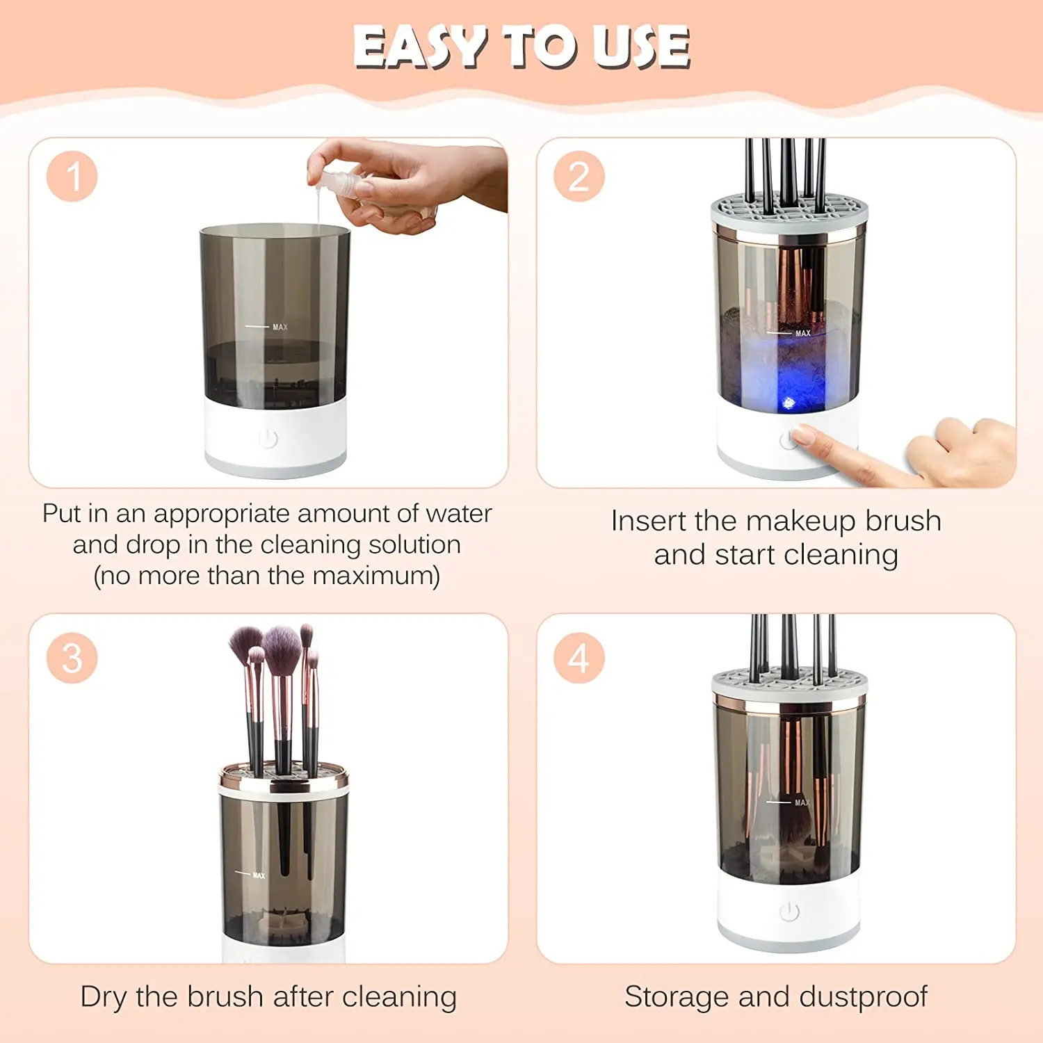 Makeup Brushes Electric Makeup Brush Cleaner Automatic Cosmetics Brush Cleaner for All Size Brushes Set USB Charging Cleaning Makeup Brushes 231218