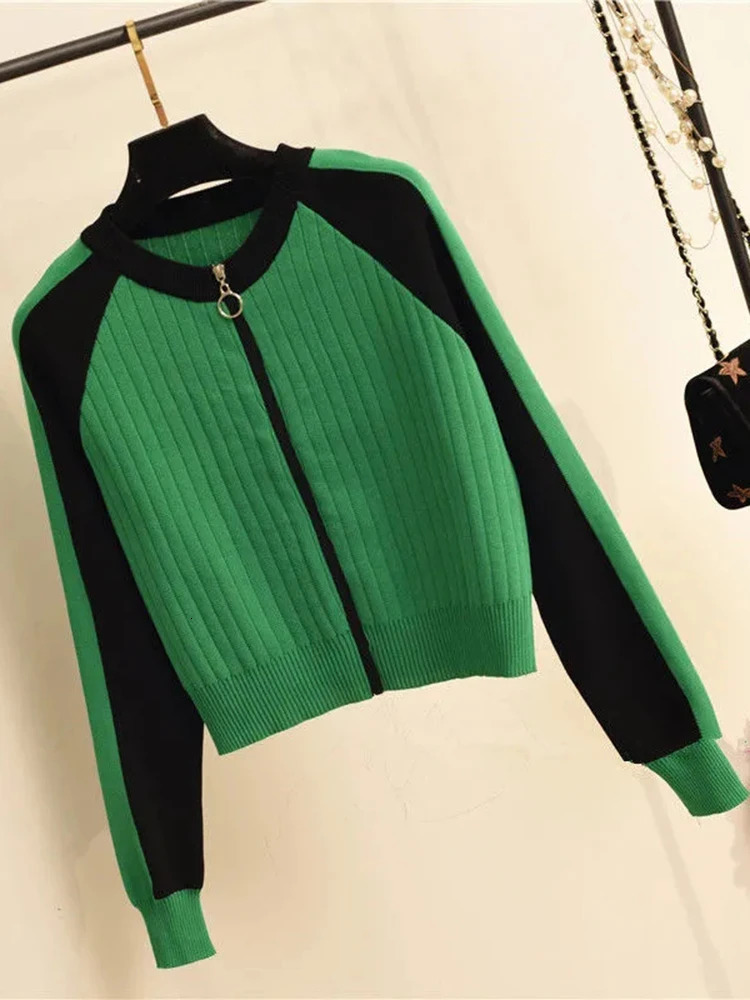 Women's Two Piece Pants Casual O-neck Patchwork Sweater 2 Piece Set Slim Women Zipper Sueter Tops Conjuntos Mom Jogger Knitwear Pant Ensembles 23