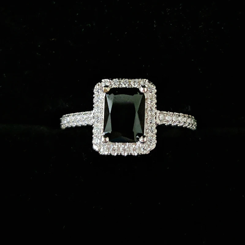 Solitaire Ring silver color bride Wedding Rings Set 3 In 1 Band Ring For Women Engagement Bridal Fashion Jewelry Finger Christmas R1997x-black 231218
