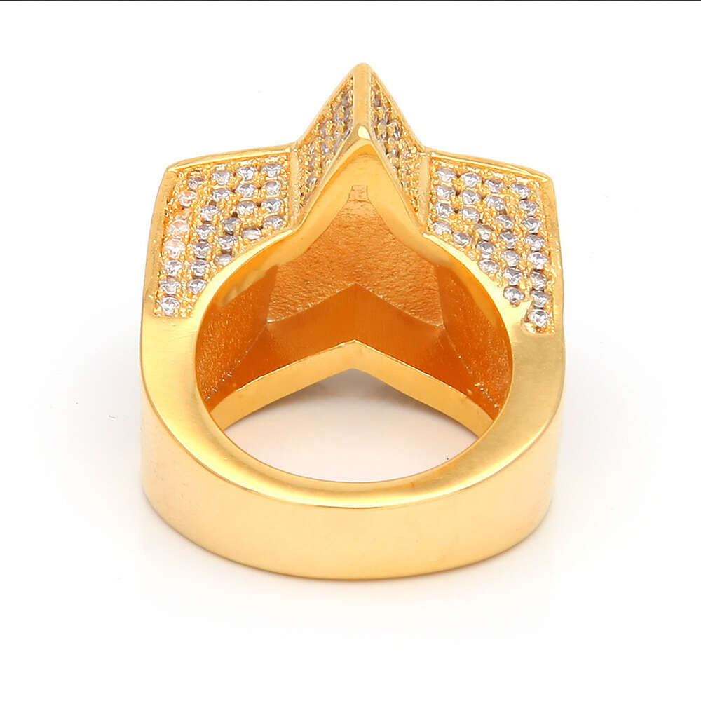 moissanite ring mens diamond ring passed GRA Diamond Five-pointed star Mens star ring Hip Hop trendy ring moissanite diamond 18k gold sterling silver 