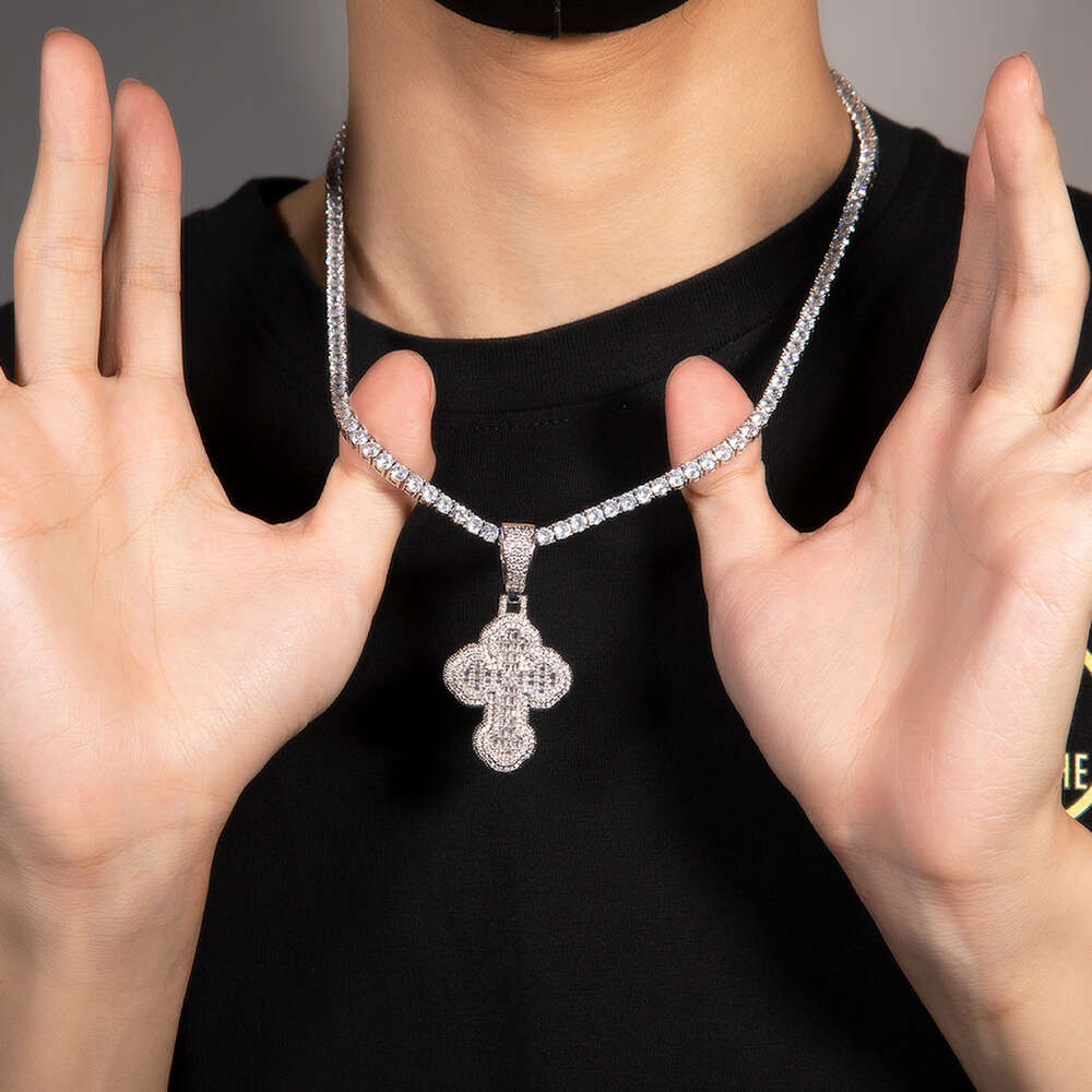 Hip Hop Ancient cute ccloud Cross Pendant Necklace Jewelry GRA moissanite diamond 18k gold sterling silver cuban