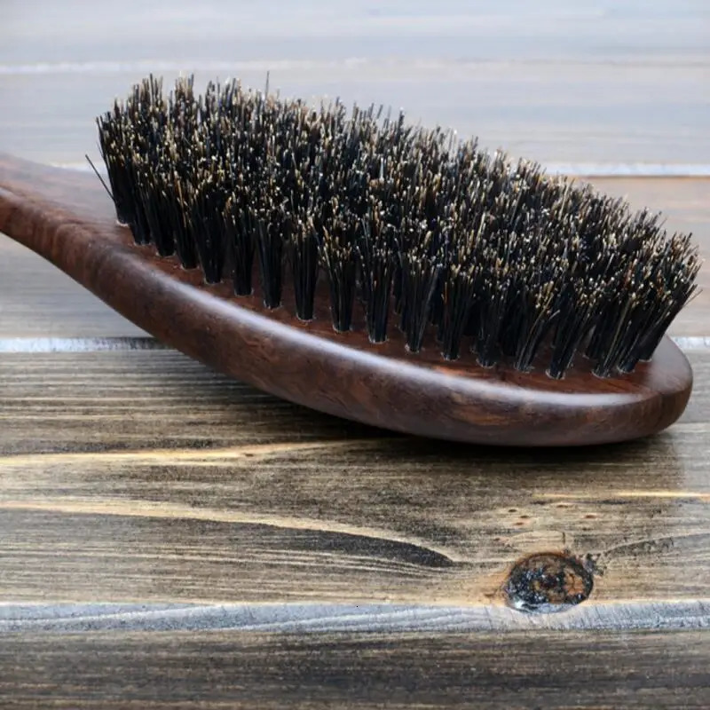 Hair Brushes Natural Sandalwood Fine Comb Anti-Static Care Brush head Natural Wild Boar Bristles Hair Brush Green Sandalwood Hair D50 231218