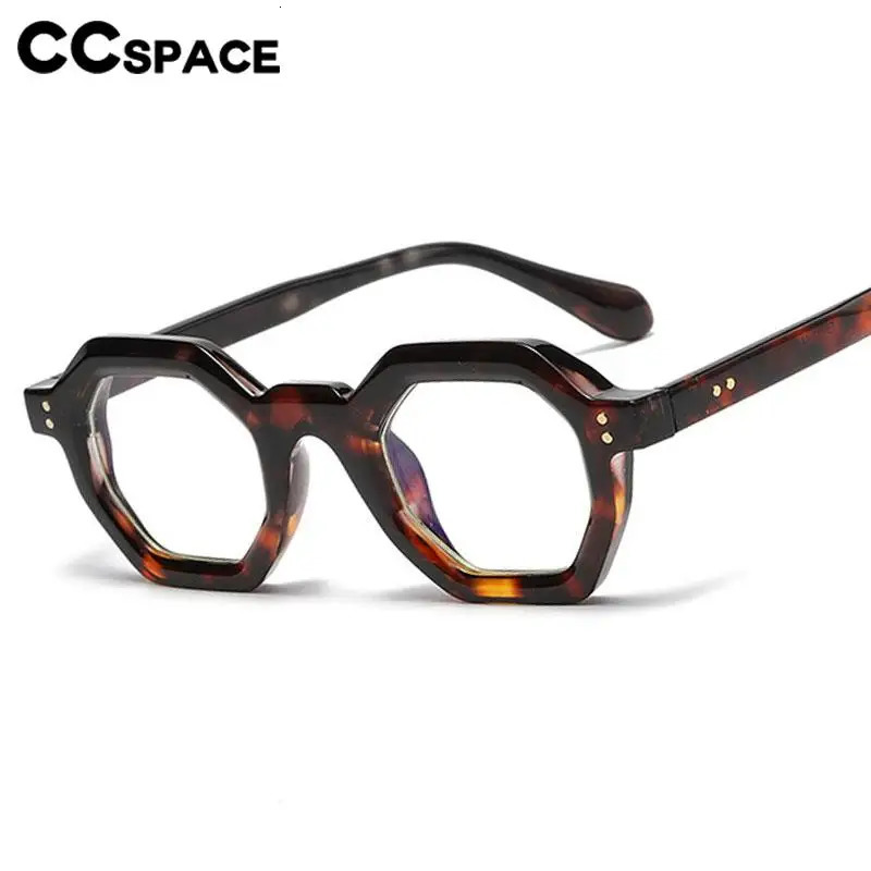 Fashion Sunglasses Frames 56891 Polygon Leopard Optical Spectacle Frame Rivet Glasses Outdoors Riding Protection Sun Uv400 231219