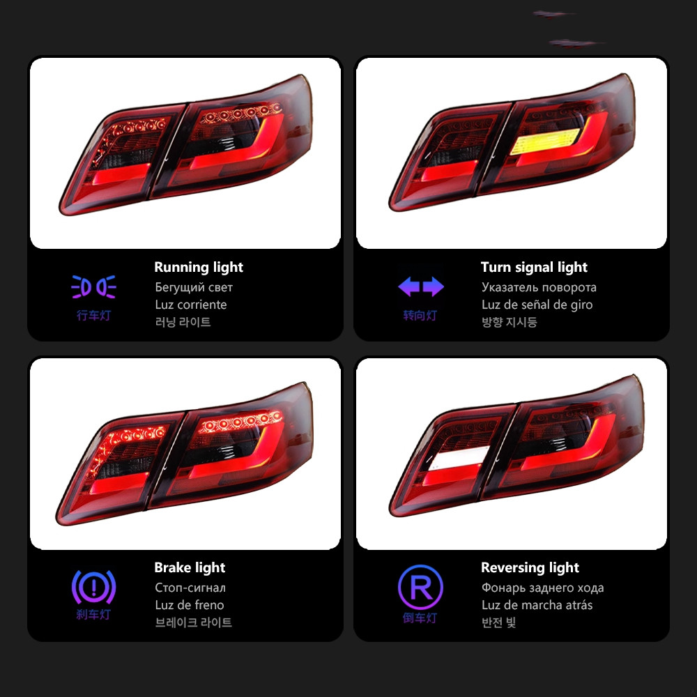 Car Tail Lights for Toyota Camry LED Tail Light 2008-2011 Camry Rear Fog Brake Turn Signal Taillight Accessory